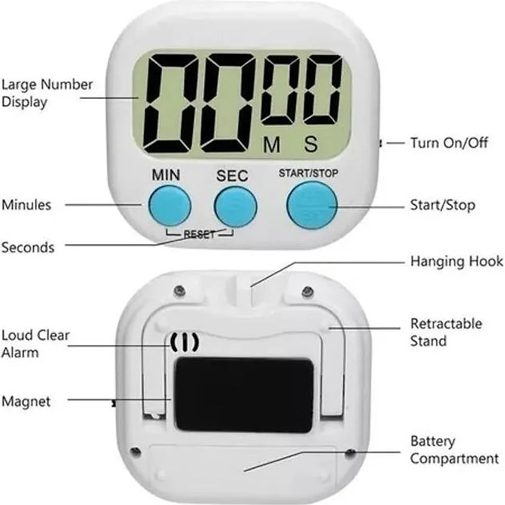 Timer cronometro temporizador lcd digital despertador — imagem 5