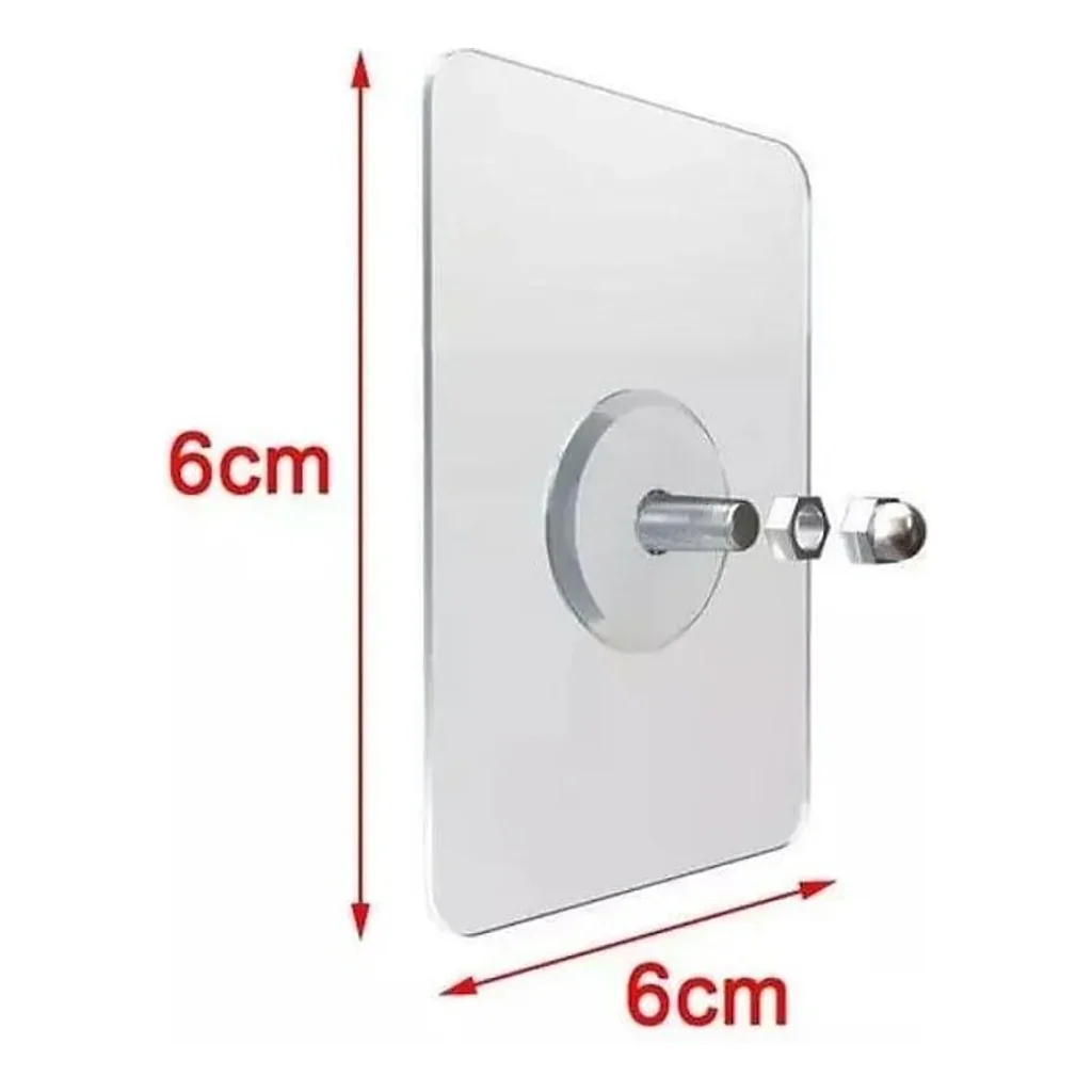 Gancho adesivo pendure sem furos com pino p/ parede 6cmx6cm kit com 2 und — imagem 2
