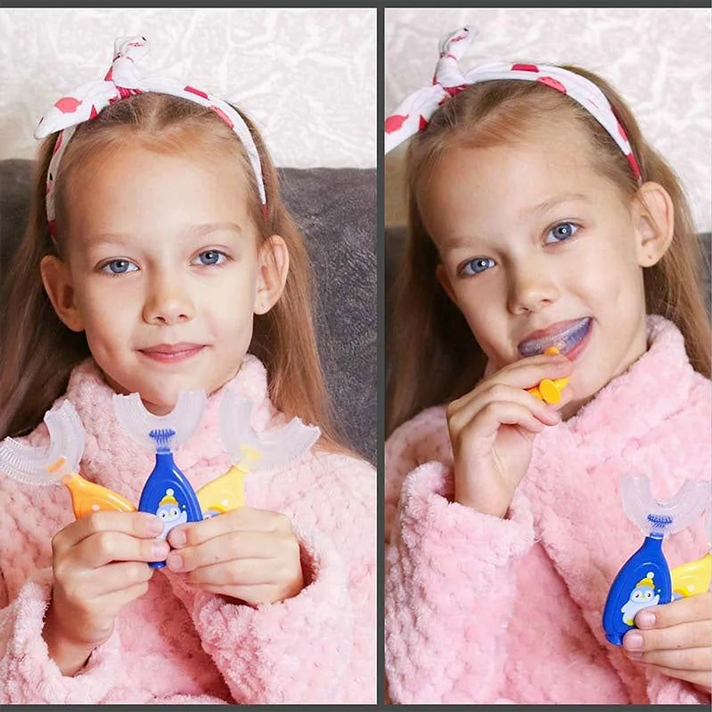 Escova de dente infantil formato u 360 graus — imagem 6