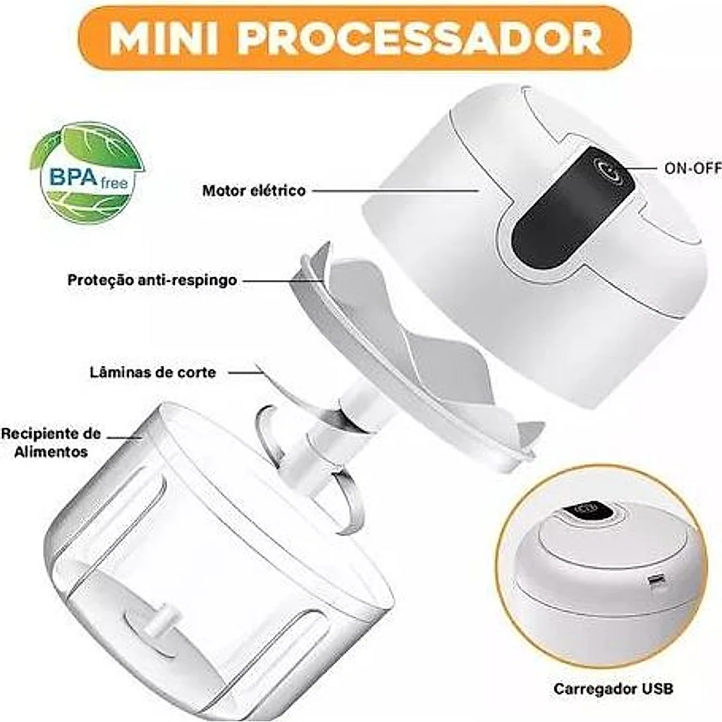 Mini Processador Elétrico Recarregável Sem Fio — imagem 5