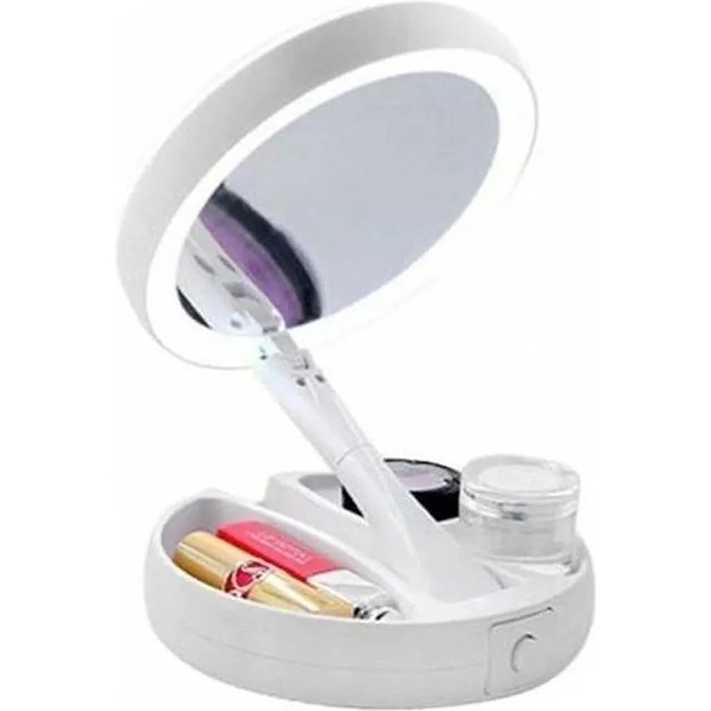 Espelho maquiagem dobrável aumenta até 10x com luz led portátil viagem camarim — imagem 13