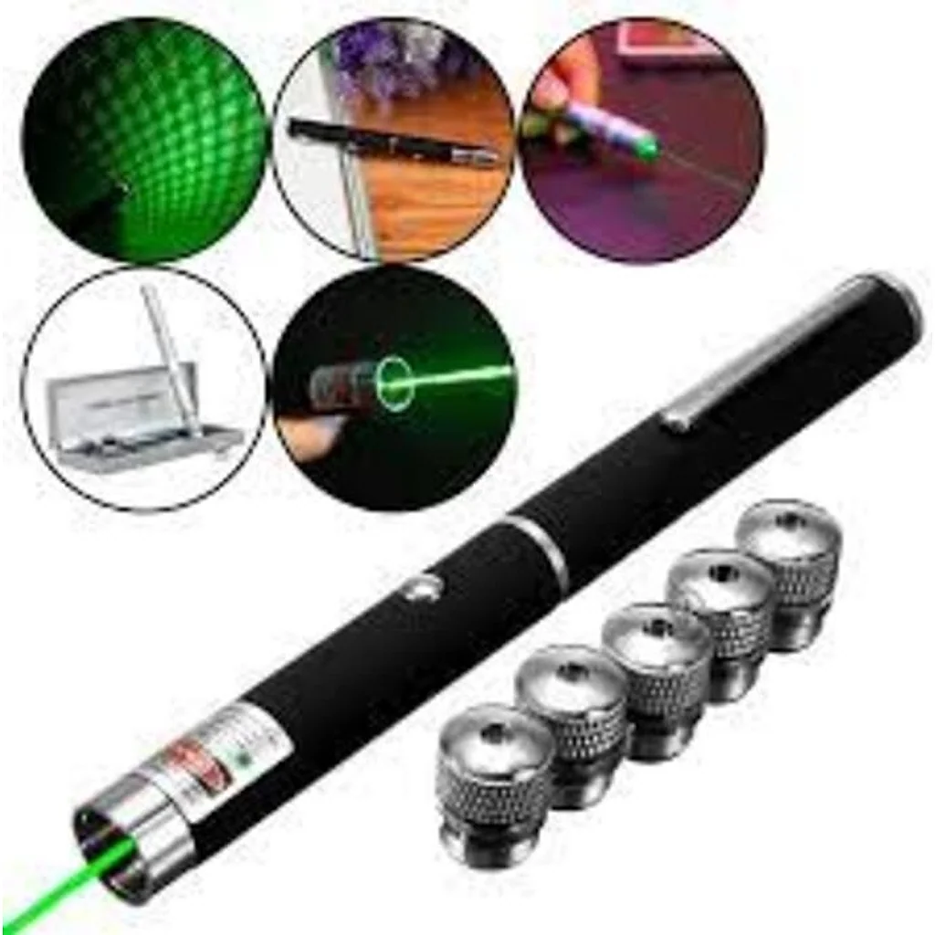 Caneta laser verde 5 pontas c/ efeitos para reuniões longo alcance
