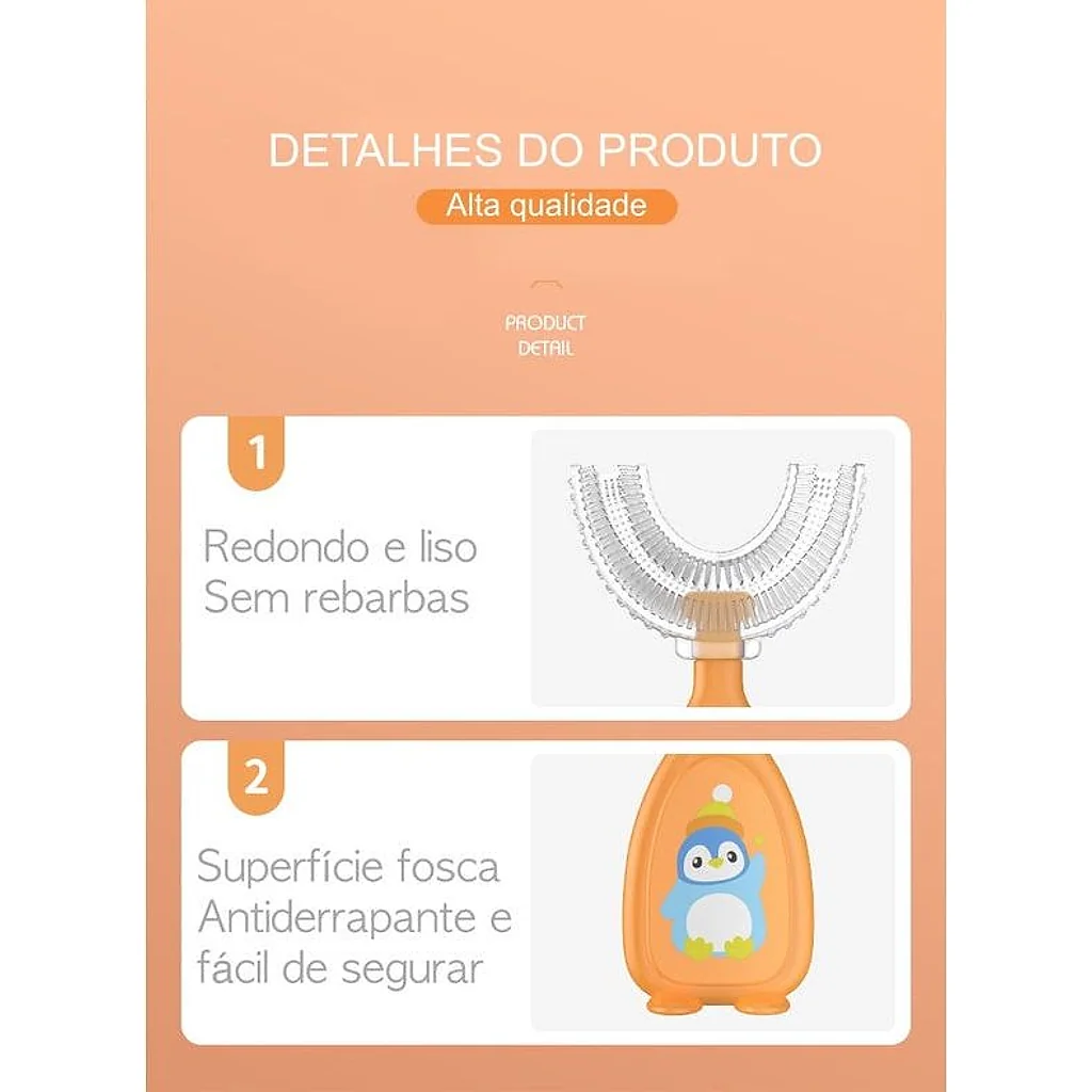 Escova de dente infantil formato u 360 graus — imagem 5