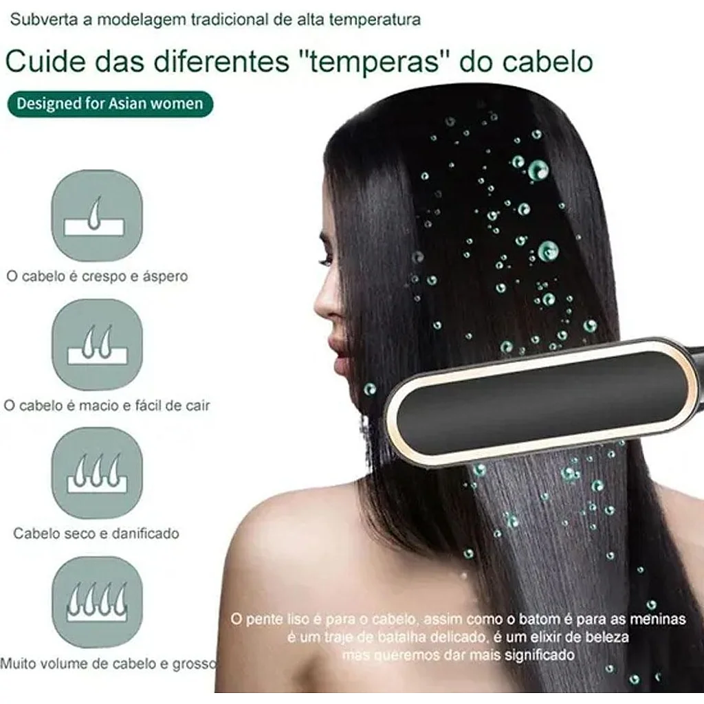 Chapinha Escova Secadora Profissional de Cabelo Pente Alisamento Elétrico — imagem 2