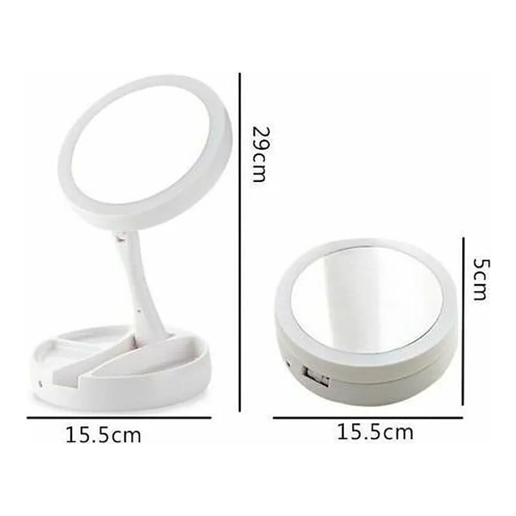 Espelho maquiagem dobrável aumenta até 10x com luz led portátil viagem camarim — imagem 5