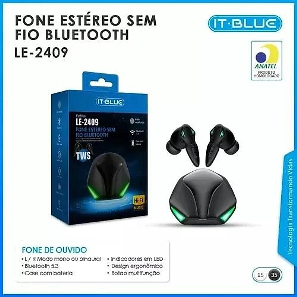 Fone de ouvido sem fio bluetooth 5.3 le2409 — imagem 3