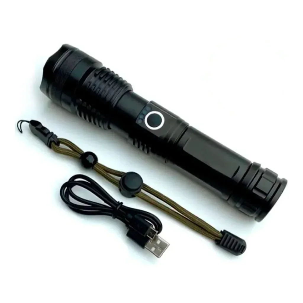 Lanterna de Led Recarregável Tática Exército Profissional/MilitarLed
